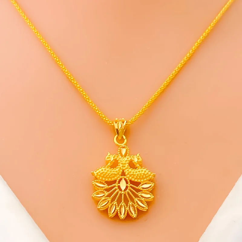 custom zodiac sign ring Captivating Dual Peacock 22k Gold Necklace