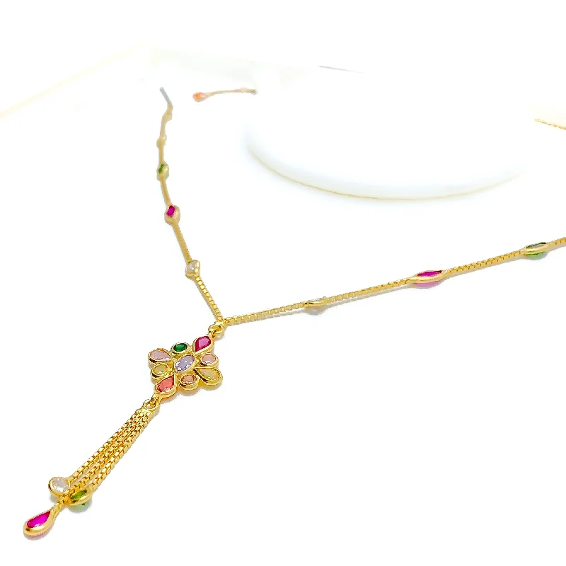 sterling silver herringbone chain Chic Timeless CZ 22k Gold Necklace