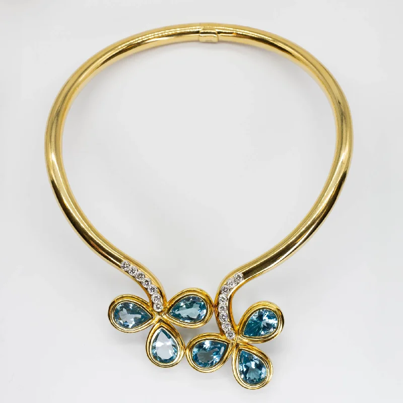 vintage diamond pendant necklace Topaz and Diamond Cocktail 18k Necklace | 70.0ctw, 2.0ctw | 15"