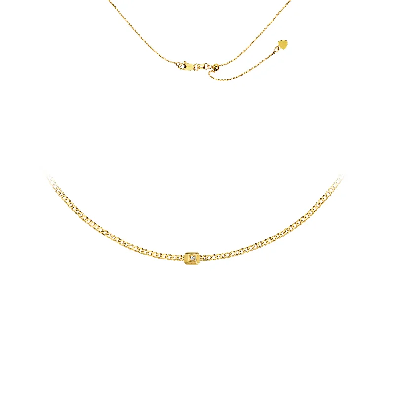 gold moonstone cocktail ring 14K Yellow Gold Curb Link Choker with Gold Diamond Nugget