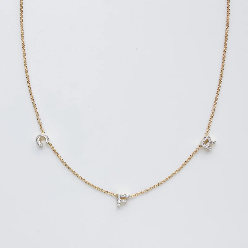 gold-plated chain necklace with charms Custom Made Diamond Initial Necklace