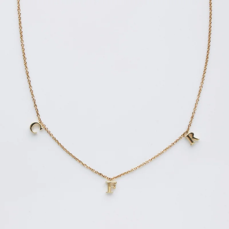 rose gold bezel ring Custom Made Drop Initial Necklace