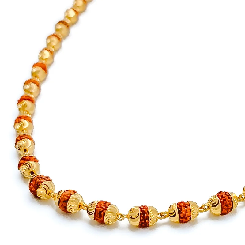 bezel set engagement ring modern Decorative 22k Gold Rudraksh Mala - 28"