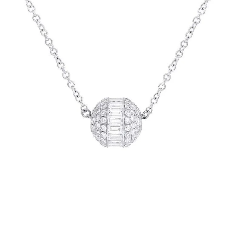 black pearl earrings classic 14K White Gold Diamond Small Ball Necklace