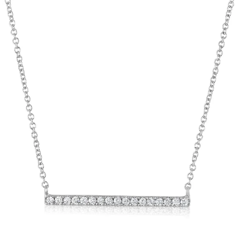 handcrafted beaded hoop earrings 14K White Gold Diamond Bar Necklace