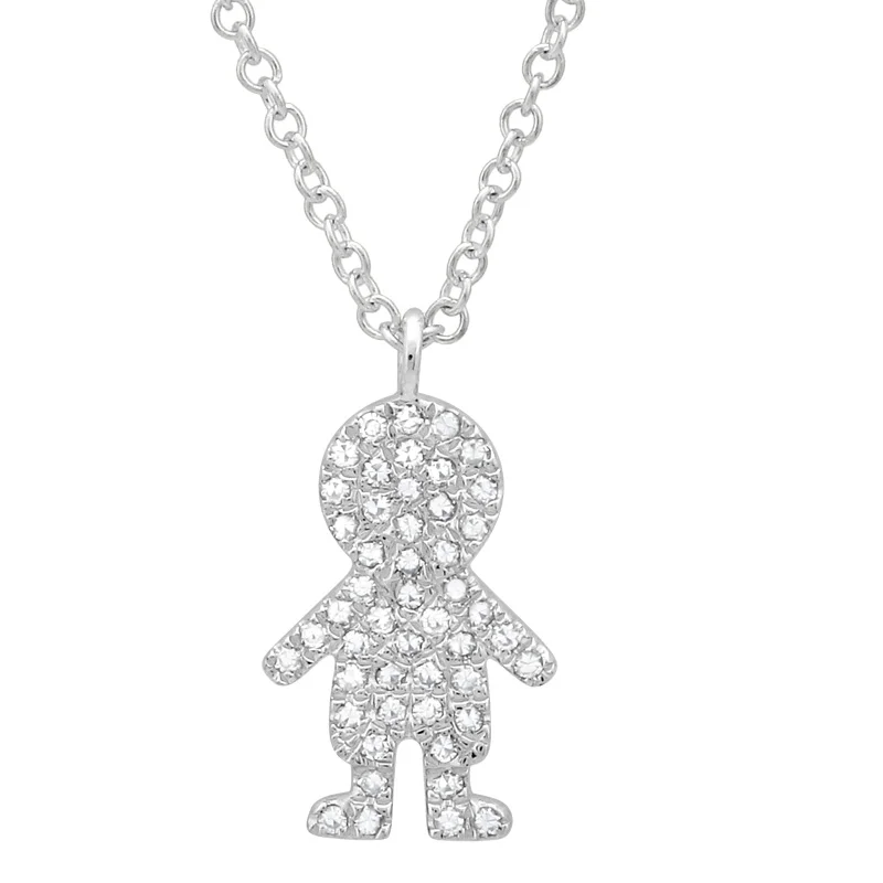 adjustable charm bracelet sterling silver 14K White Gold Diamond Boy Necklace