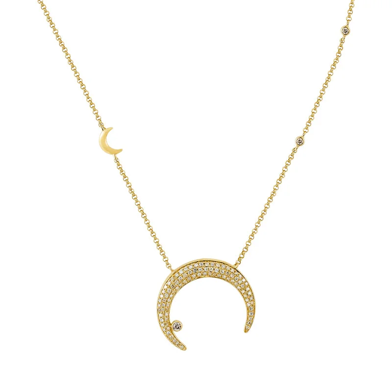 minimalist cubic zirconia earrings 14K Yellow Gold Diamond Celestial Necklace