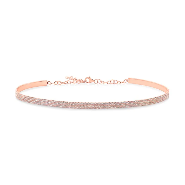 waterproof beach anklet stainless steel 14K Rose Gold Diamond Choker Necklace