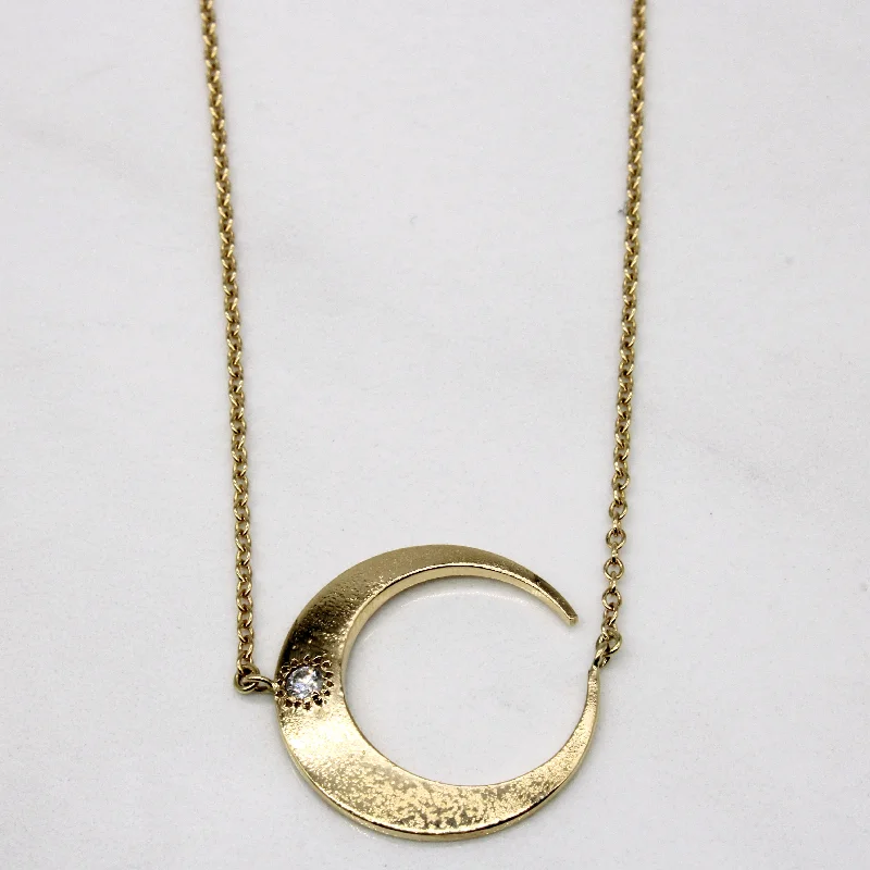 vintage art deco bracelet Diamond Crescent Moon Pendant Necklace | 0.05ct | 16" |