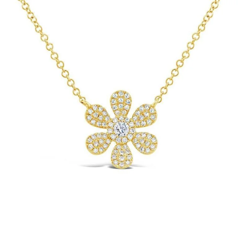 art deco diamond bracelet 14K Yellow Gold Diamond Daisy Flower Necklace