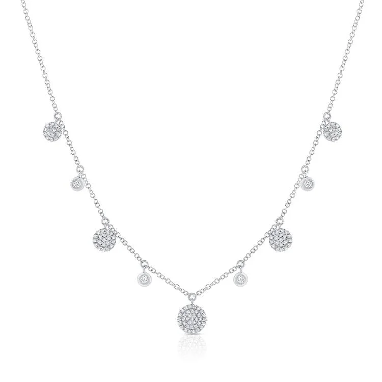 oval cut engagement ring platinum 14K White Gold Diamond Disc Dangle Necklace