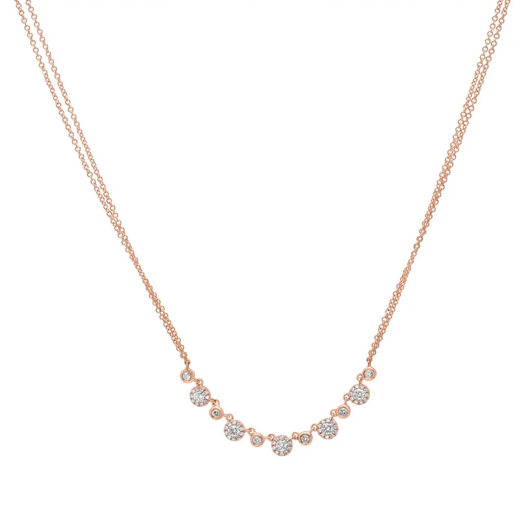 gothic claw ring men’s silver 14K Rose Gold Diamond Disc Double Chain Necklace