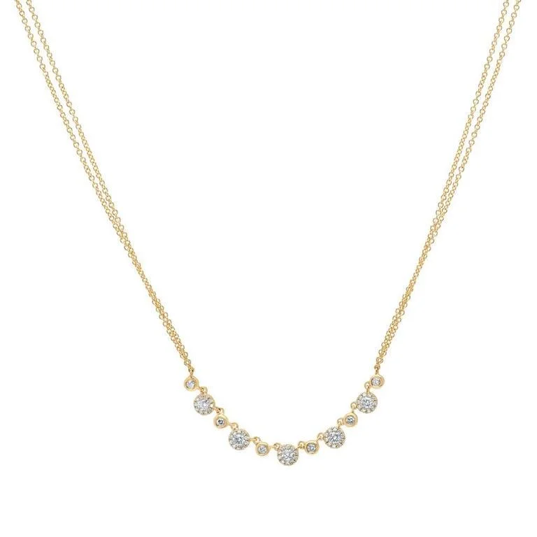 infinity loop ring rose gold 14K Yellow Gold Diamond Disc Double Chain Necklace