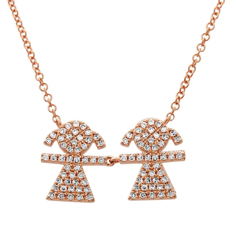 eternity ring for anniversary 14K Rose Gold Diamond Double Girl (Children) Necklace eternity ring for anniversary 14K Rose Gold Diamond Double Girl (Children) Necklace