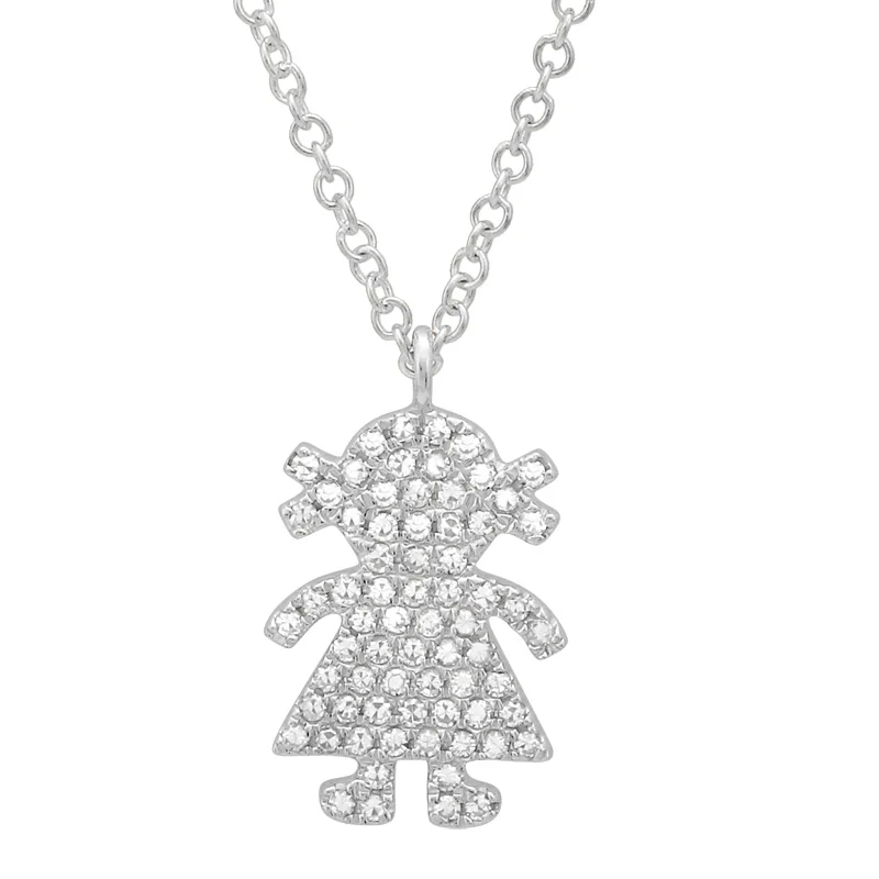personalized bar necklace silver 14K White Gold Diamond Girl Pendant