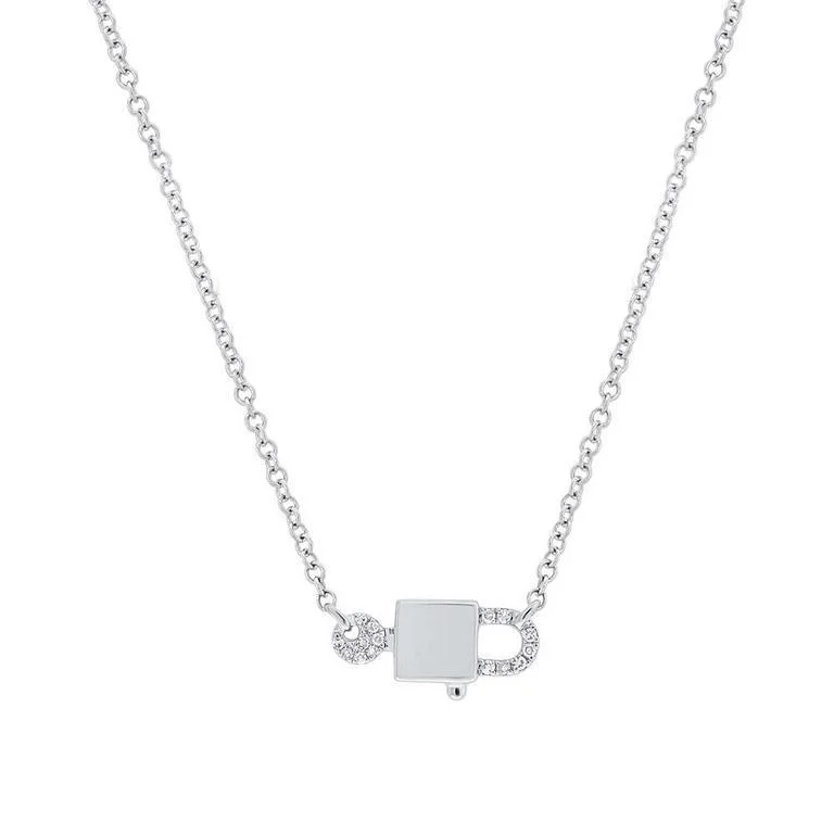 silver infinity knot ring 14K White Gold Diamond Lock & Key Necklace