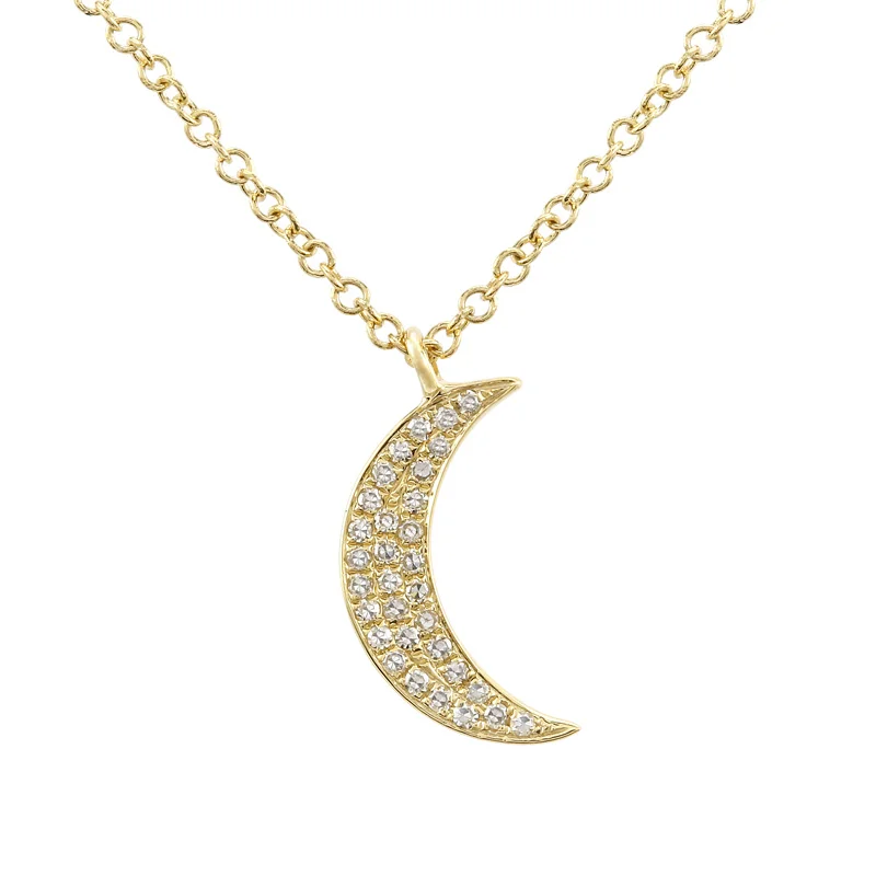 heart pendant necklace gold 14K Yellow Gold Diamond Mini Moon Necklace
