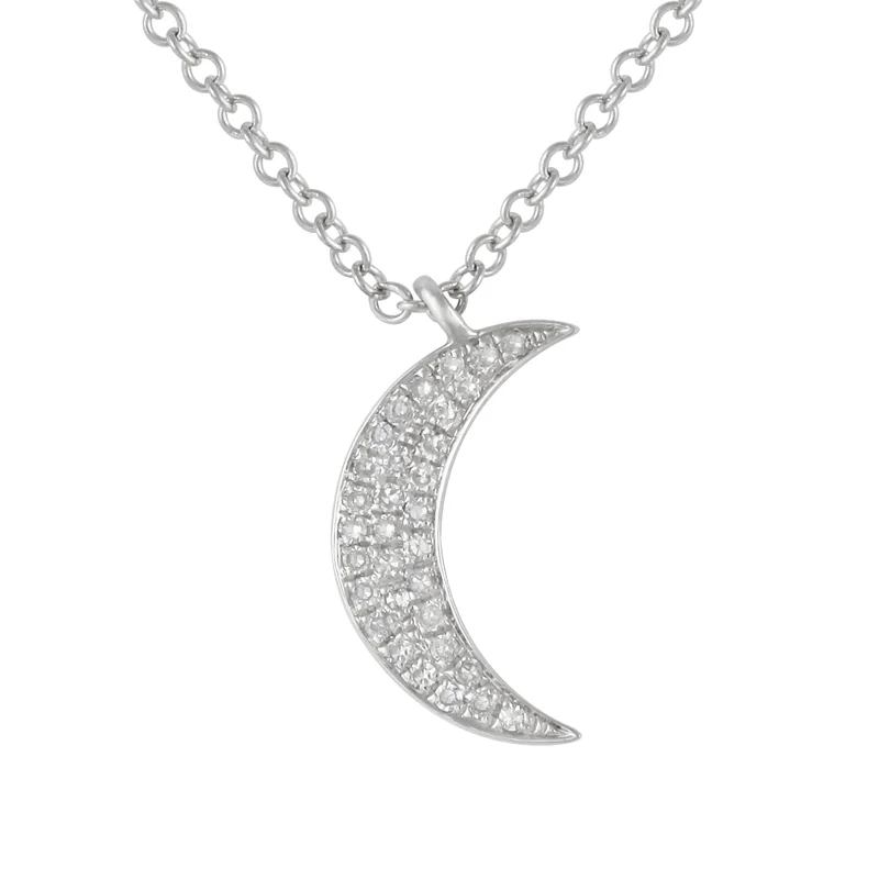 luxury emerald ring platinum 14K White Gold Diamond Mini Moon Necklace
