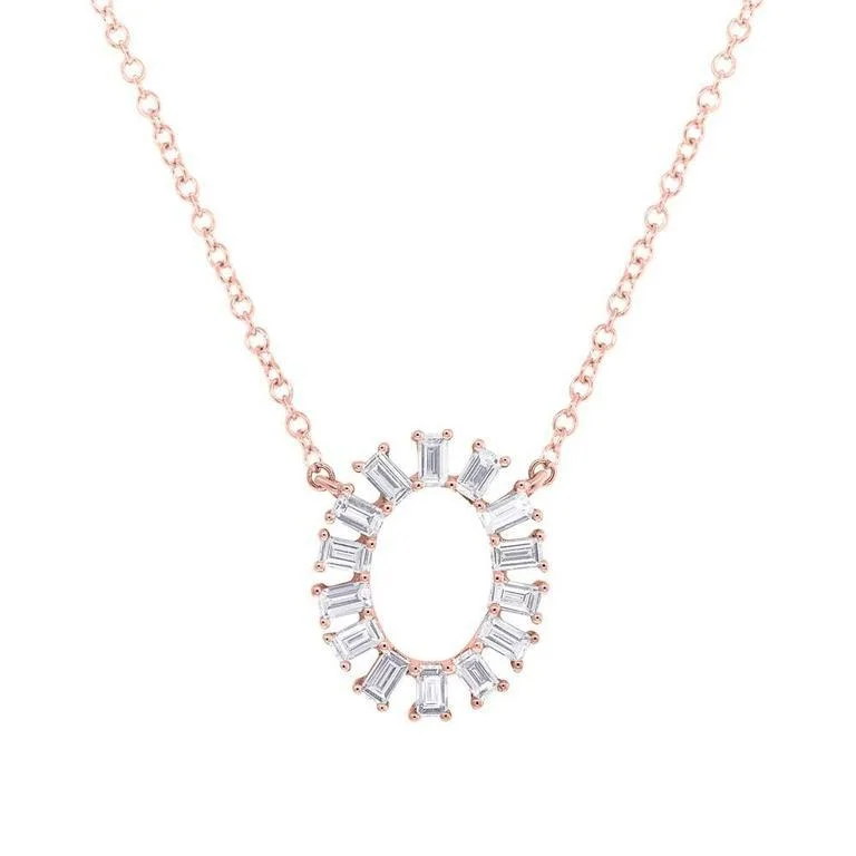 handmade ceramic bead bracelet 14K Rose Gold Diamond Oval Necklace
