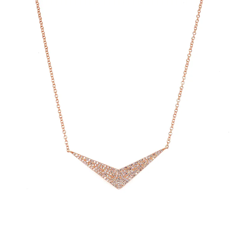 oval blue sapphire ring 14K Rose Gold Diamond Pave Chevron Pendant