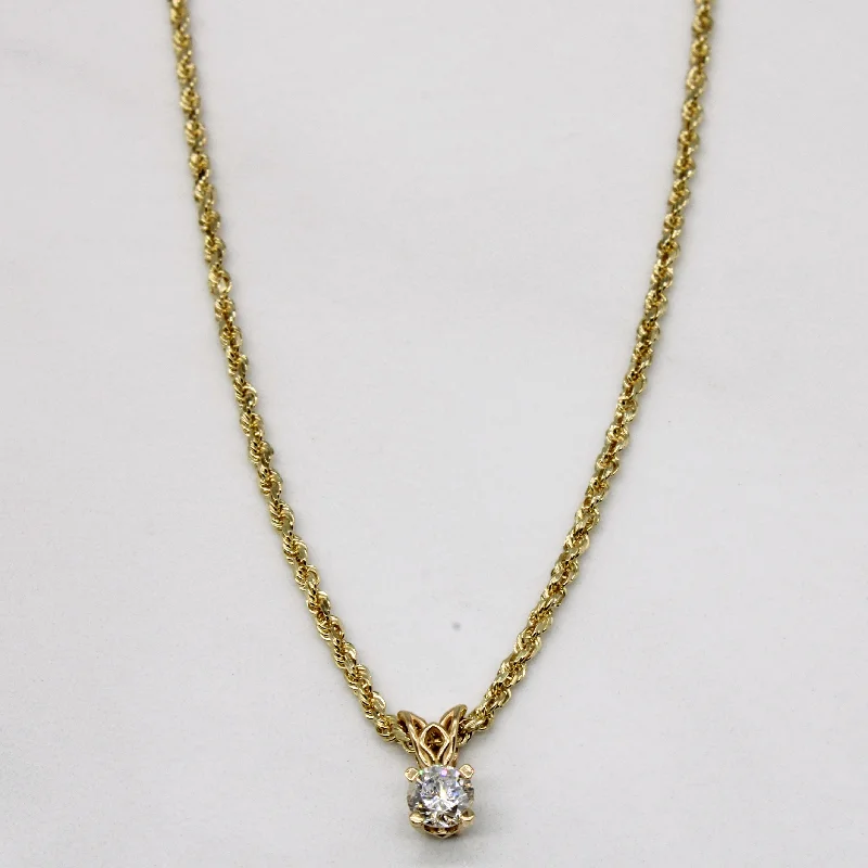 vintage flower brooch pin Diamond Pendant 14k Necklace | 0.22ct | 18" |