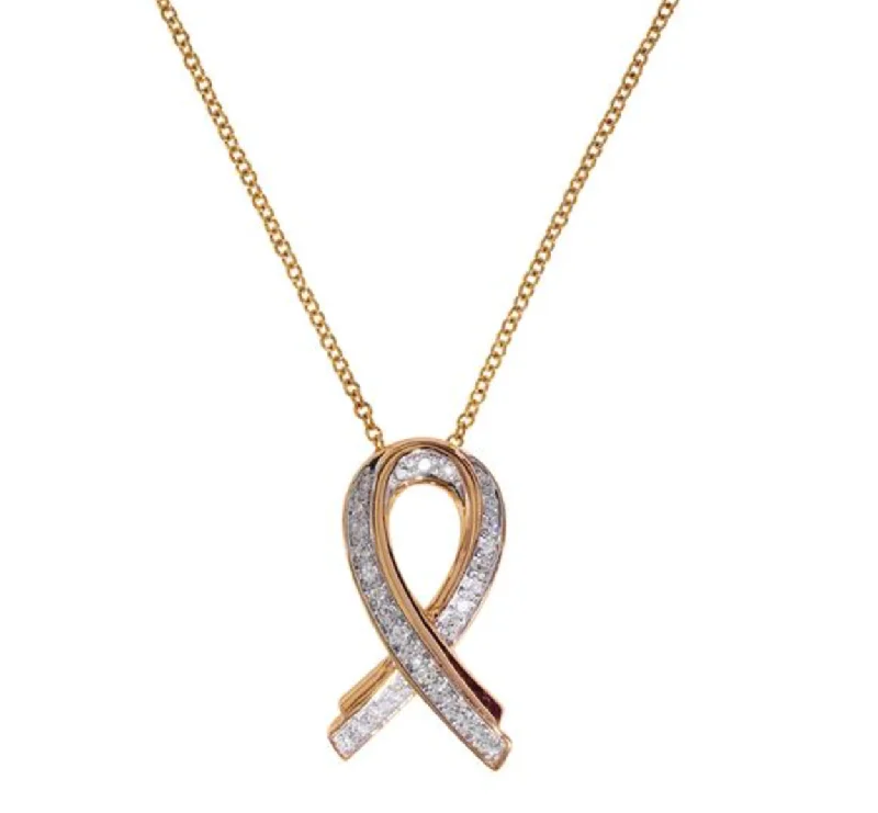 handcrafted gemstone pendant 14K Rose Gold Diamond Ribbon Pendant
