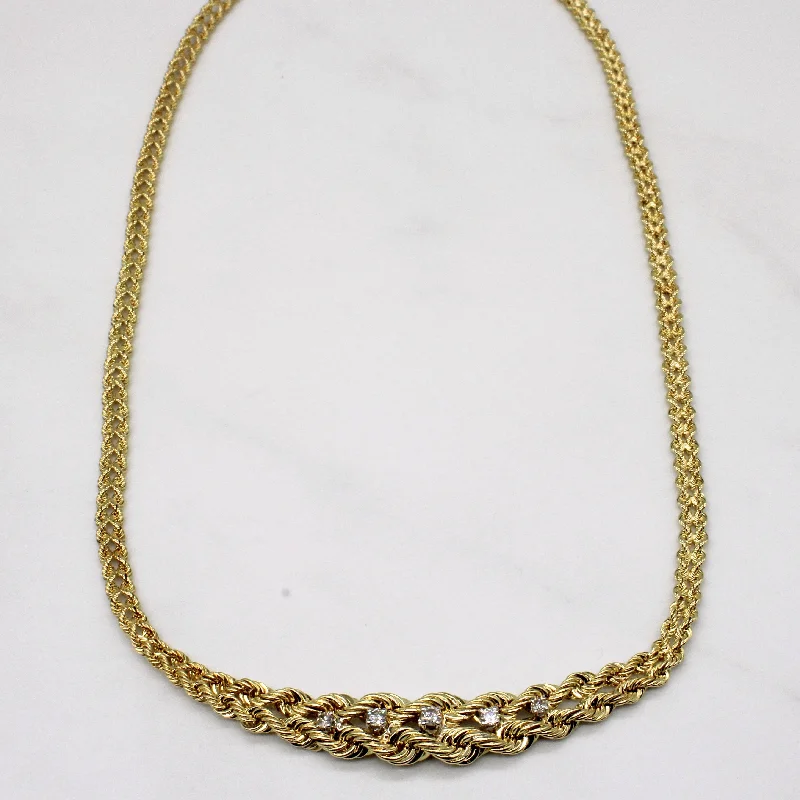 fine silver herringbone necklace Diamond Rope Chain Necklace | 0.22ctw | 16" |