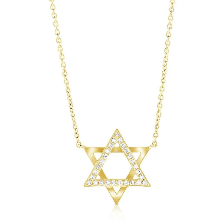 hammered gold stacking rings 14K Yellow Gold Diamond Star of David Necklace