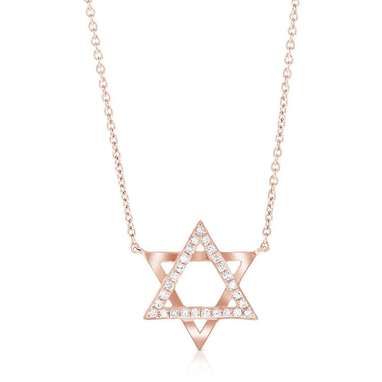 black diamond stud earrings 14K Rose Gold Diamond Star of David Necklace