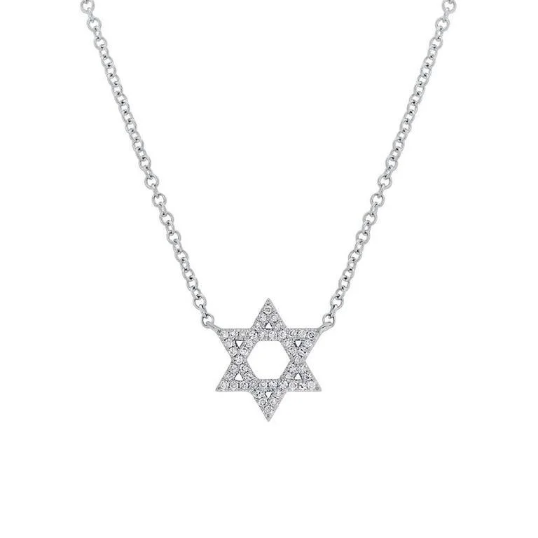 rose gold bar bracelet personalized 14K White Gold Diamond Star of David Necklace