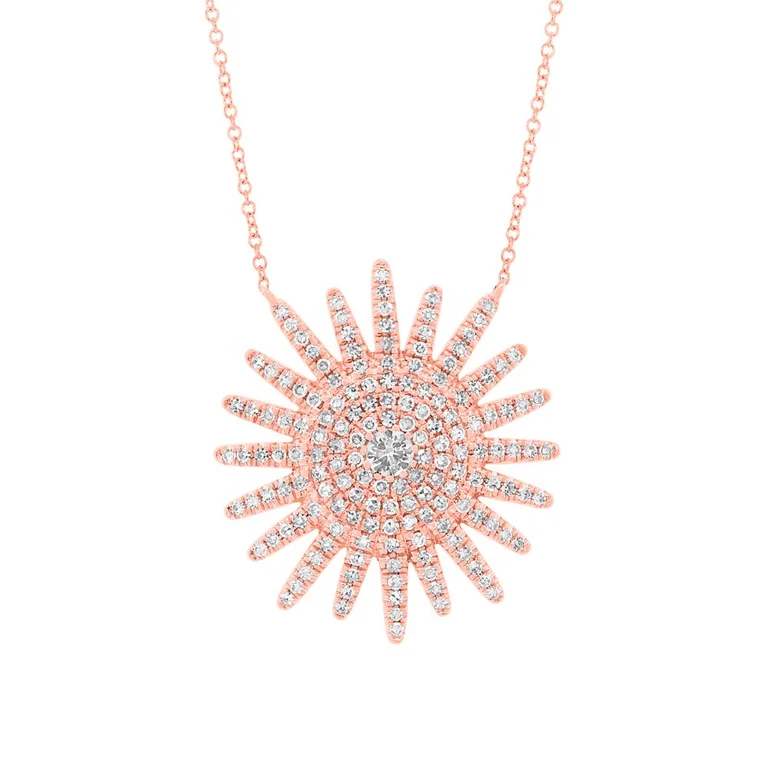 ethical lab-grown diamond ring 14K Rose Gold Diamond Sunburst Necklace