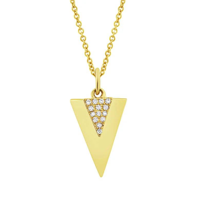 hexagon-shaped engagement ring unique 14K Yellow Gold Diamond Triangle Pendant