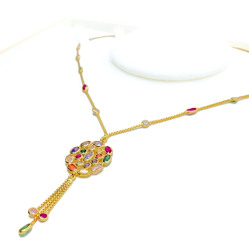 crystal drop earrings elegant Dressy Oval CZ 22k Gold Necklace