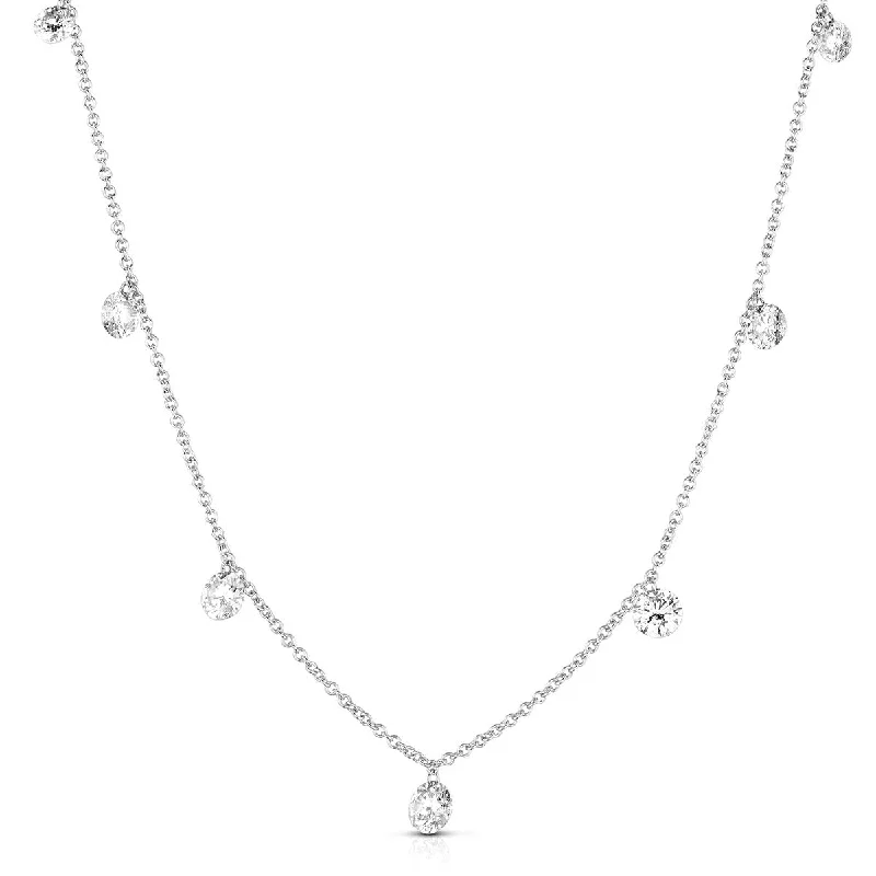 celestial star cluster earrings 14K White Gold Drilled Diamonds Dangle Necklace