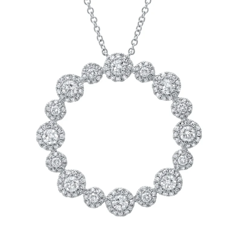 gold and diamond nose stud 14K White Gold Diamond Halo Circle Pendant