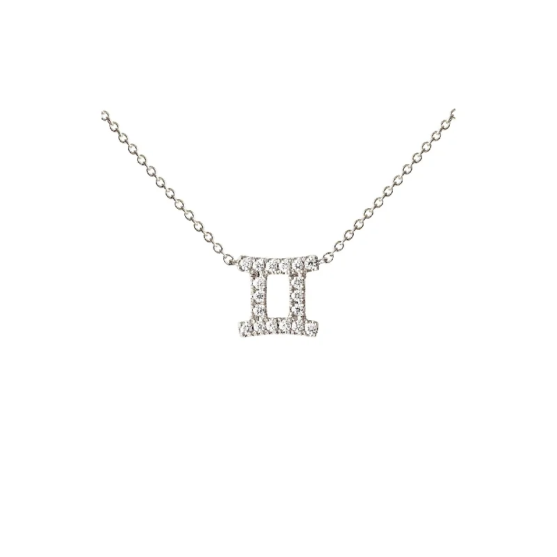 Petit Sign Gemini 18K Whitegold Necklace w. Diamonds