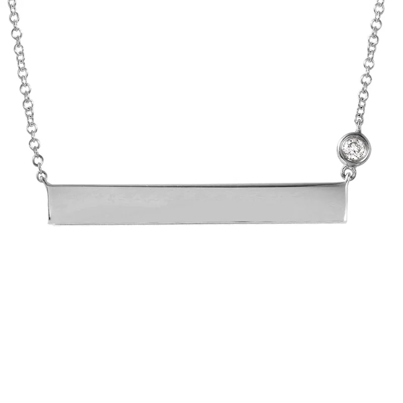 handcrafted beaded bracelet boho 14K White Gold ID Plate Necklace with Diamond Chain handcrafted beaded bracelet boho 14K White Gold ID Plate Necklace with Diamond Chain
