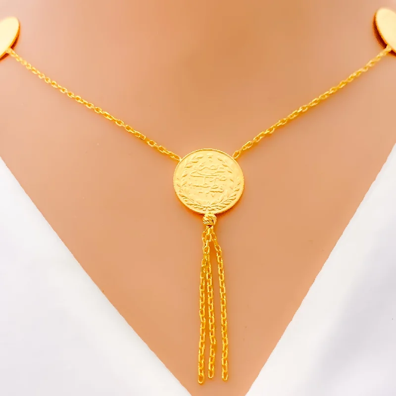 delicate angel wings necklace Ethereal Tassel 22k Gold Necklace