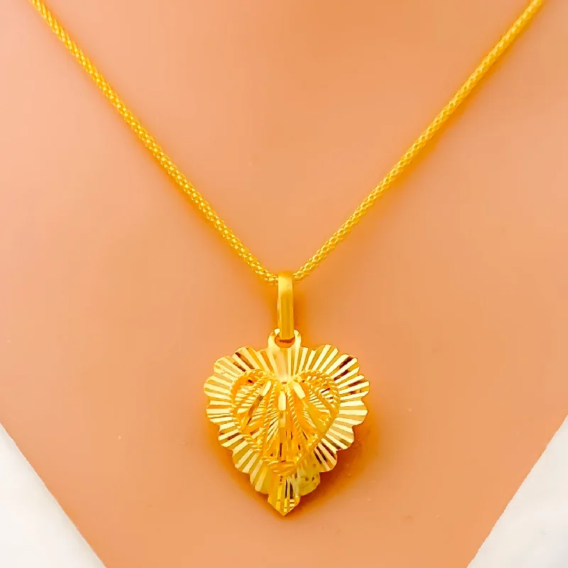 personalized name ring Faceted Charming 22k Gold Heart Necklace