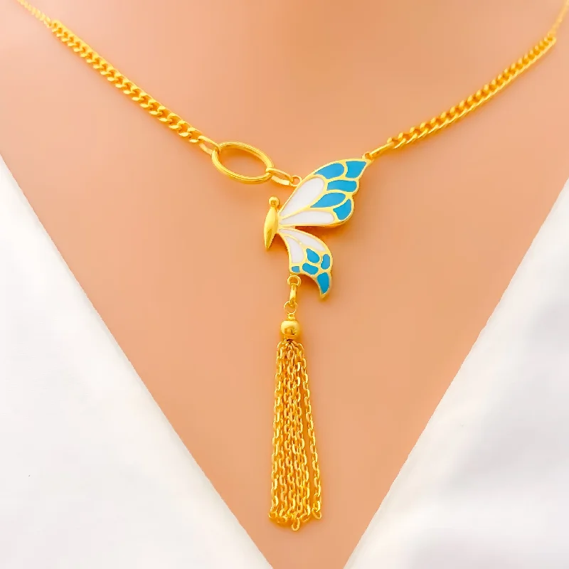 unique promise ring for girlfriend Fancy Fashionable 21k Gold Butterfly Necklace