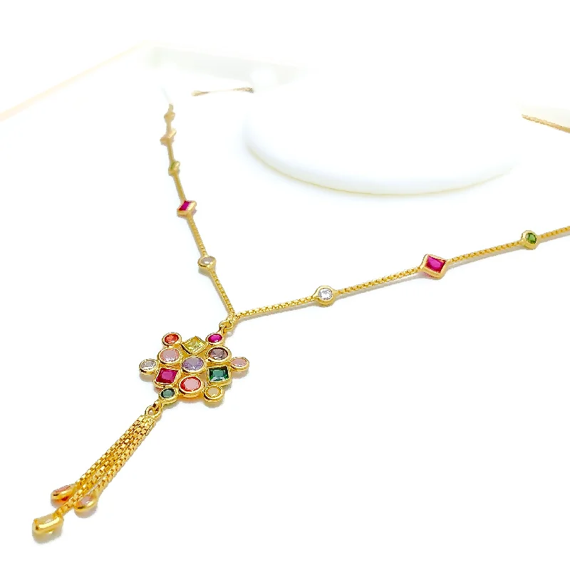 personalized pet photo necklace Festive Mandala CZ 22k Gold Necklace