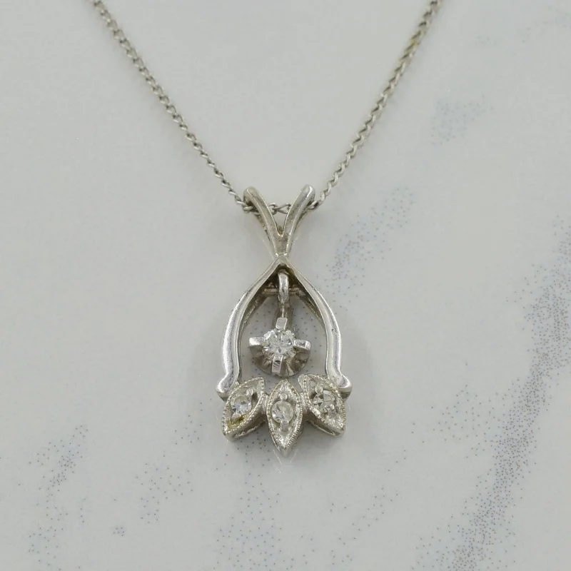 vintage filigree locket necklace Floating Diamond Pendant Necklace | 0.07ctw | 16.5" |