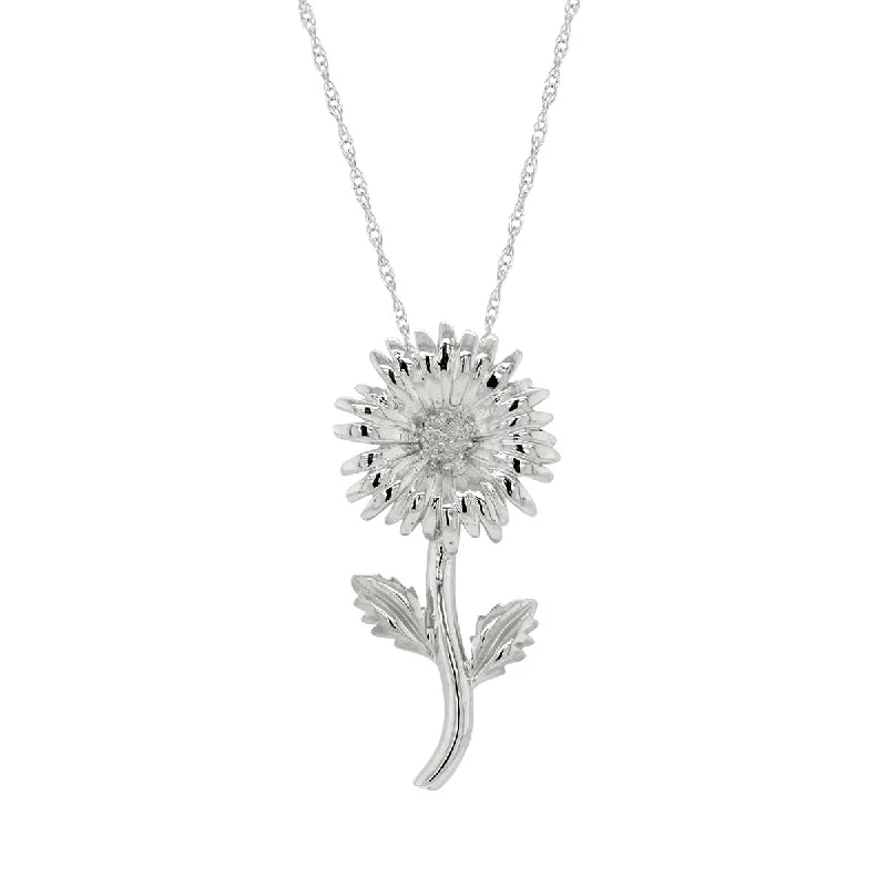 silver rope chain men DAISY FLOWER PENDANT NECKLACE