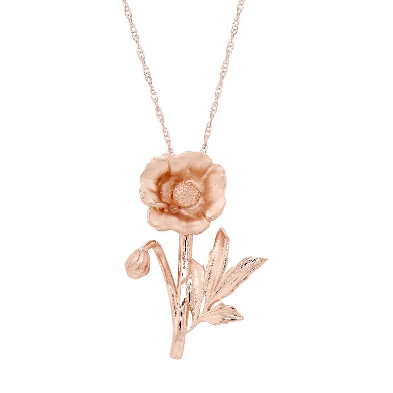 POPPY FLOWER PENDANT NECKLACE