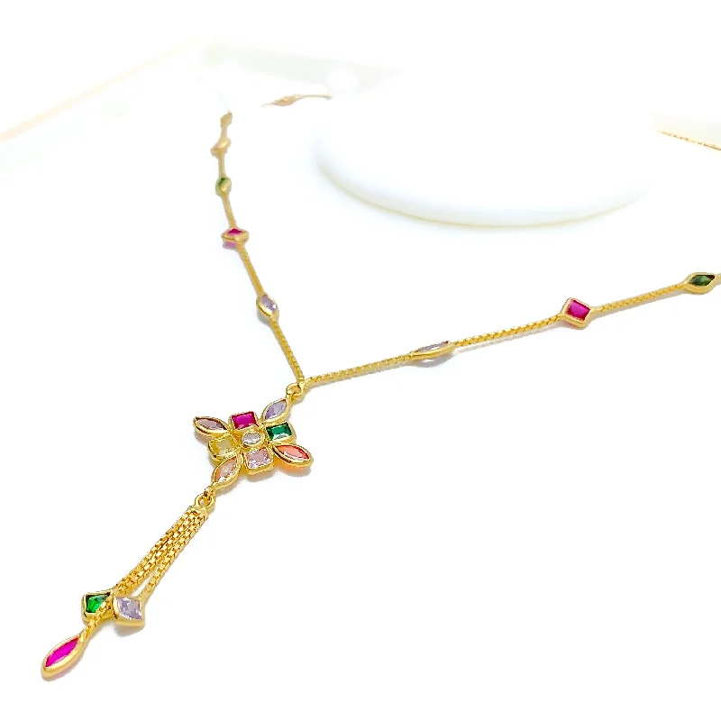 men’s beaded bracelet with charms Graceful Diamond-Shaped CZ 22k Gold Necklace