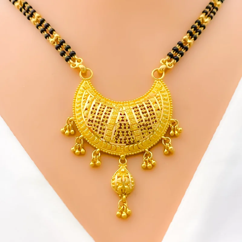 personalized couple’s keychain pendant Graceful Netted Crescent 22k Gold Mangal Sutra
