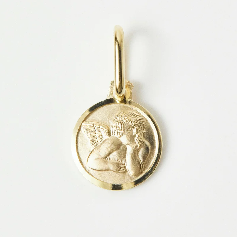 minimalist chain anklet gold Guardian Angel Pendant