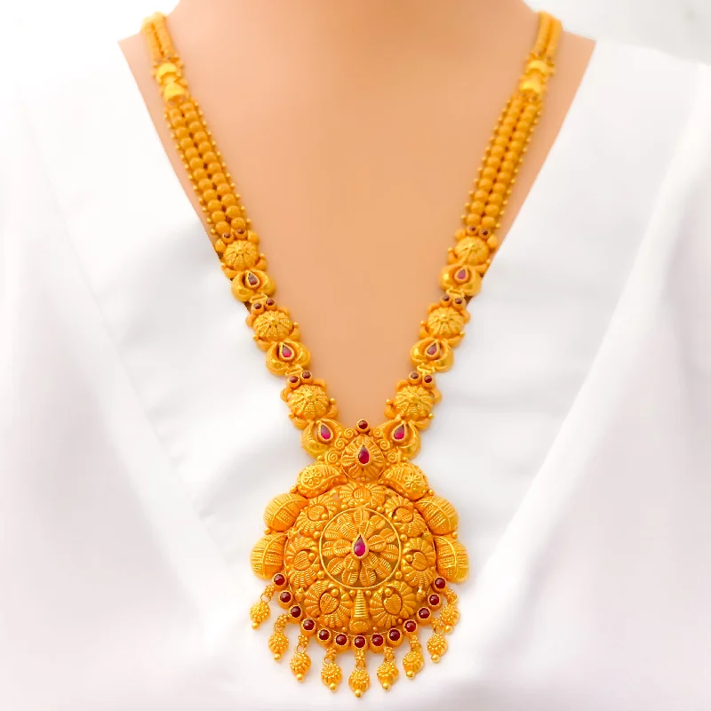 celestial moon and star necklace Impeccable Detailed 22k Gold Antique Long Necklace celestial moon and star necklace Impeccable Detailed 22k Gold Antique Long Necklace