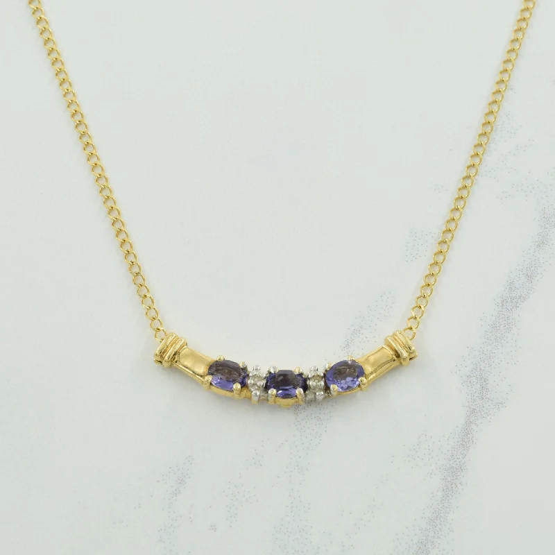 minimalist stacking rings set Iolite & Diamond Pendant Necklace | 0.36ctw, 0.01ctw | 17.50" |