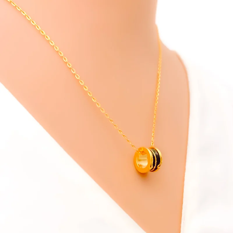 thin gold wedding band women Iridescent Black Enameled 21k Gold Necklace